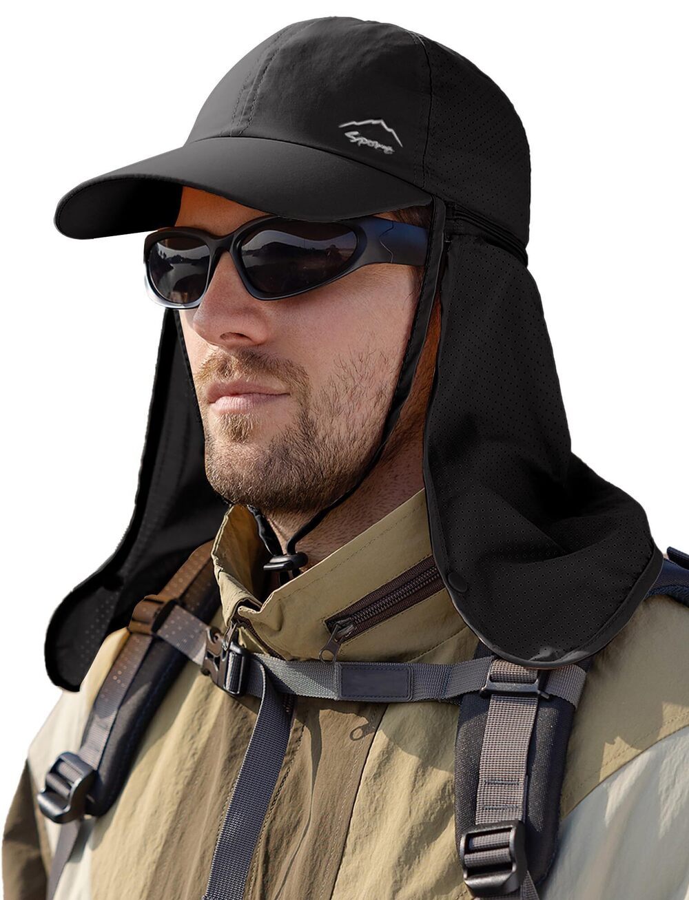 4873 Fishing Hat Outdoor UV Sun Protection Wide Brim Hat with Face Cover